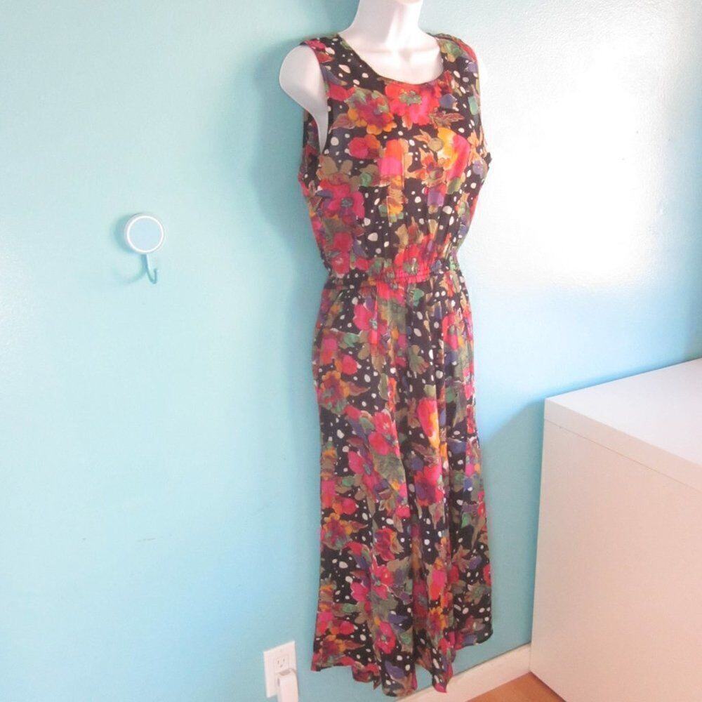 VINTAGE NEW! Zashi Print Maxi Dress Size S Sheer Summer Long Sundress NWT